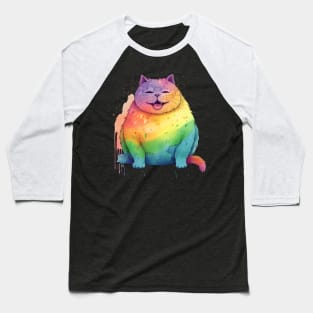 Rainbow Chonky Kitty Baseball T-Shirt